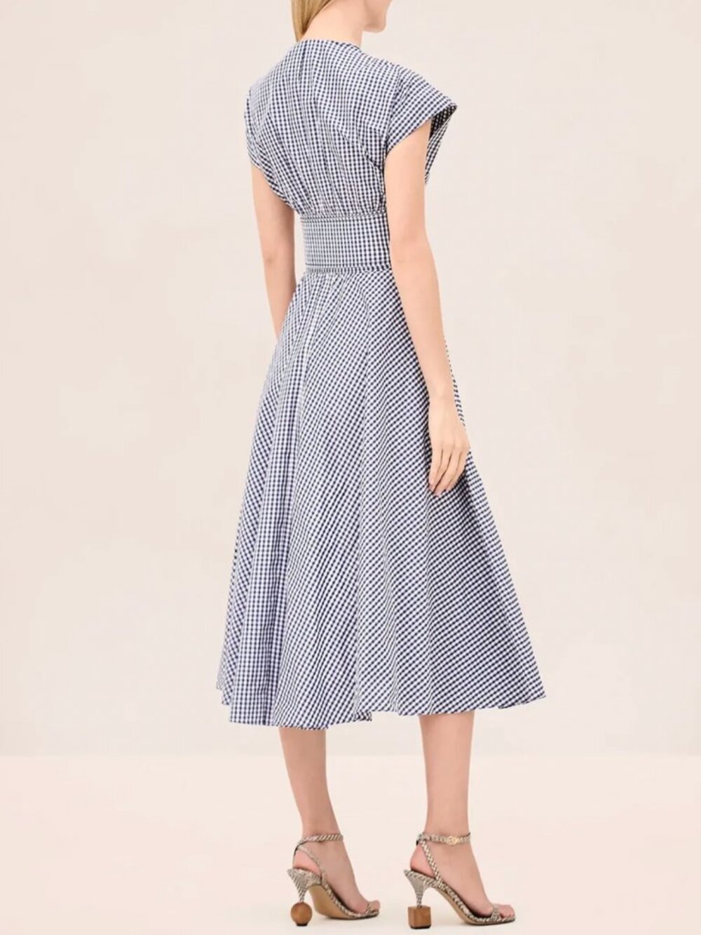 Alexis Riviera Midi Dress Medium Navy Ivory Check - Picture 3 of 5